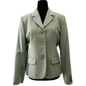 Vintage Blazer Wool Cashmere Single Breasted Sage Green Size 8  Petite NWT